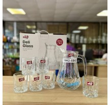 Bộ bình và 6 cốc thuỷ tinh  Deli